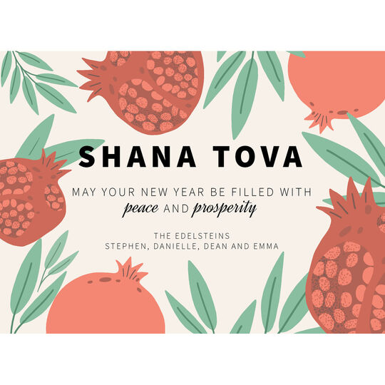 Bold Pomegranate Jewish New Year Cards